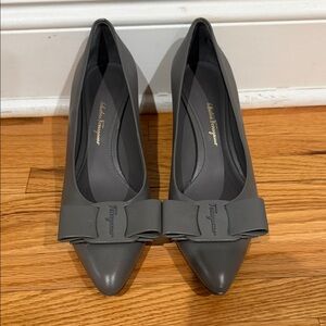 Salvatore Ferragamo Dark Gray Heels with Bow